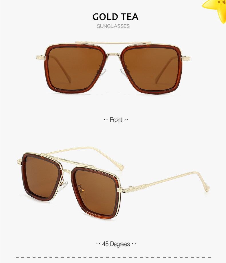 Luxury Fashion Tony Stark Style Kids Polarized Sunglasses Children Square Sun Glasses Boys Girls Oculos Retro Iron Man Glasses