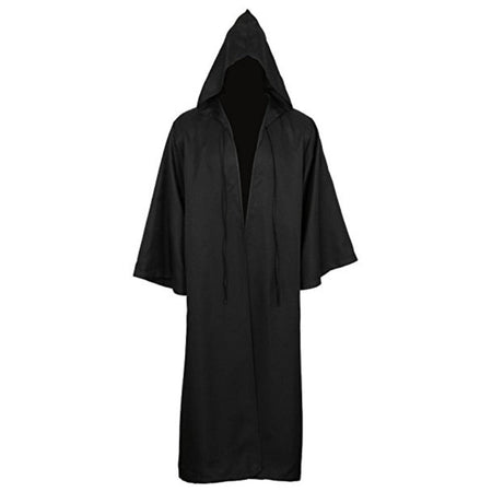 Black Cape Black Cloak Jedi Warrior Costume for Adults, Vampire Cape with Hood, Adult Halloween Cosplay Vampire Christmas Party