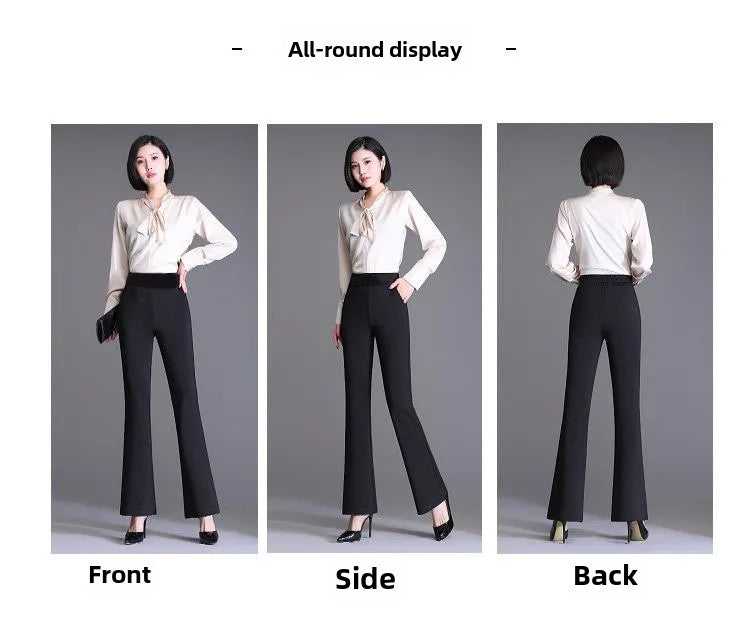 Spring Autumn New Bootcut Pants Women's Slimming Versatile Korean Style Loose-fit Fashionable Trousers Drop Leg Bell Pants Women
