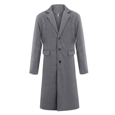 Korean Trend Men's Loose Casual Single-breasted Overcoat Autumn Winter Fashion New Long Sleeve Woolen Long Coat 2023