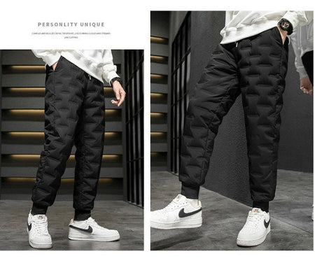 Men's down Cotton Trousers Windproof Waterproof Warm Winter Sports Loose Snowy Long Pants Youth Casual Faion Trendy  C...