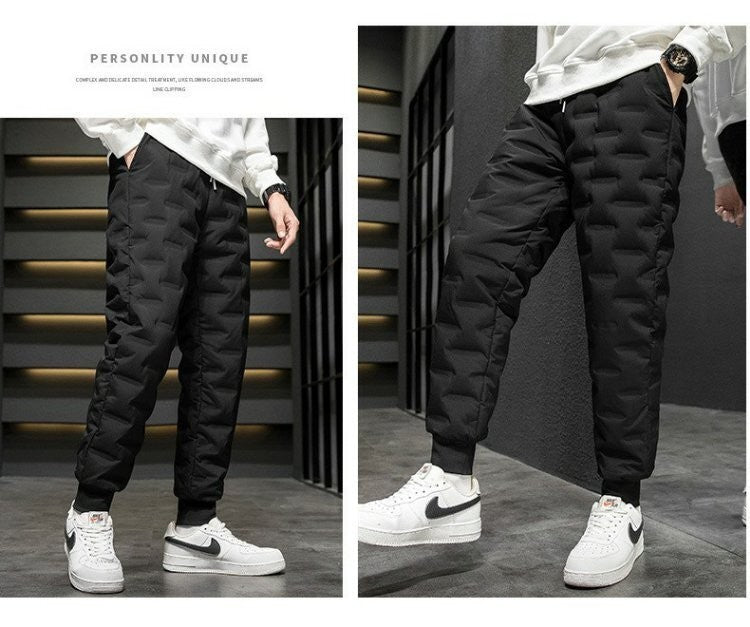 Men's down Cotton Trousers Windproof Waterproof Warm Winter Sports Loose Snowy Long Pants Youth Casual Faion Trendy  C...