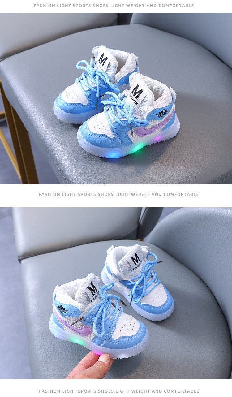 Children Shoe Spring and Autumn Boys Girls Lighted Sneakers Glowing Shoe Soft Soled Breathable Casual Infant Toddler Shoes