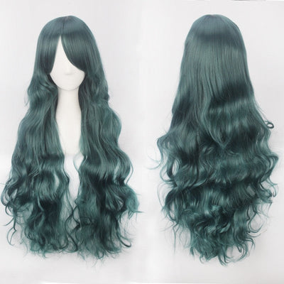 European and American style cos color anime wig, with foreign trade buckle net, universal, 80CM long, curly Synthetic fiber wig
