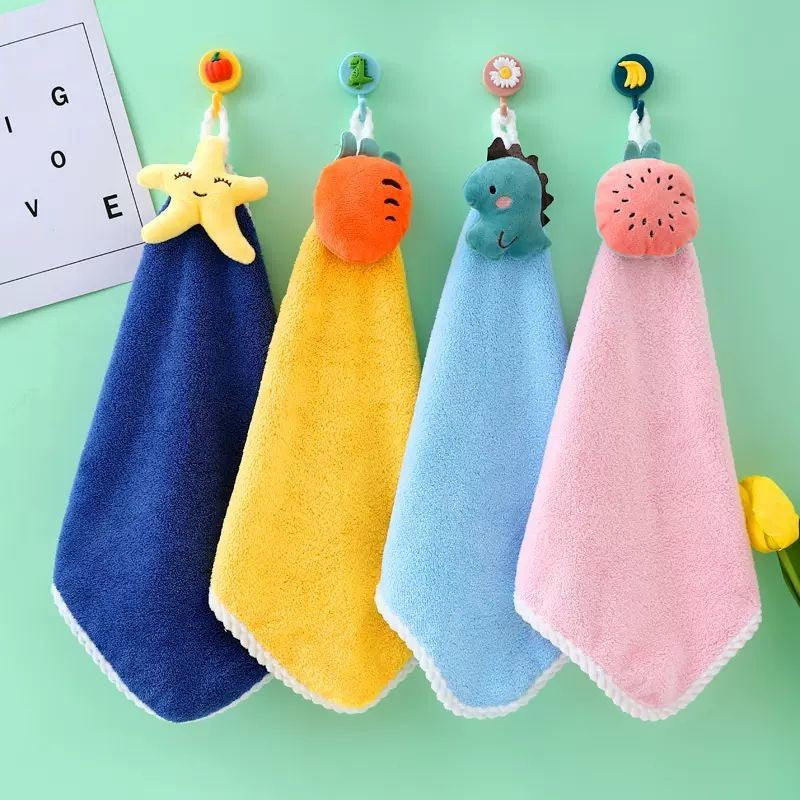 Coral Fleece Hangable Thicken Towel CartoonTowel Cute Absorbent Hand Towels Cleaning Cloth Rag Handkerchief
