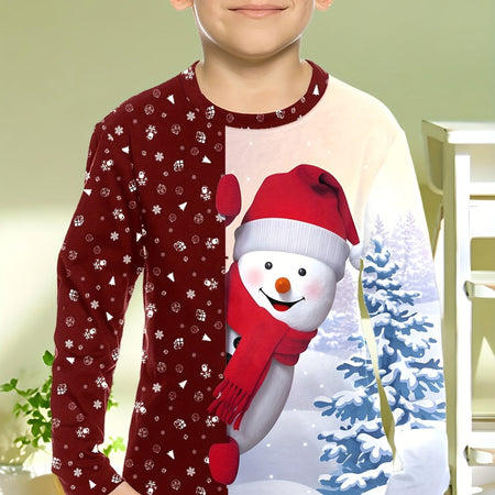 Children's Clothing Boys Tshirt Long Sleeve Creative 3D Christmas Print Kids Spring Fall Clothes Casual O-Neck Girl Clothes Tops