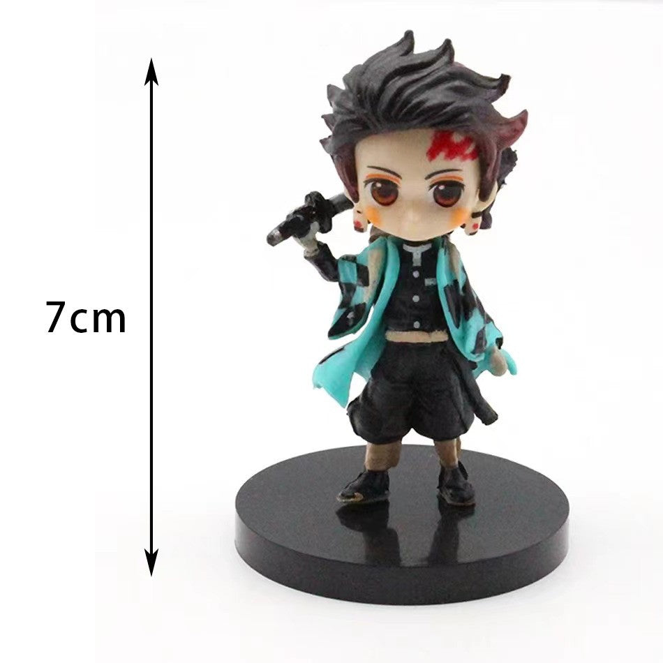 6pcs Anime Demon Slayer Figure Nezuko Tanjirou Zenitsu Inosuke Kyoujurou Giyuu Kawaii Qposket Figural PVC Model Toy Collect Gift