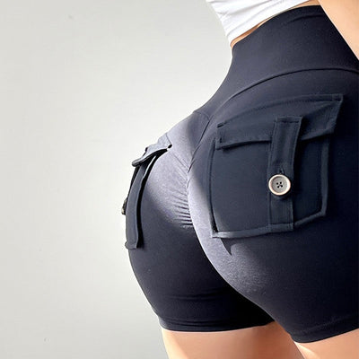 New Workout Fitness Training High Waist Scrunch Butt Seamless Sports Yoga Biker Shorts With Pocket For Women