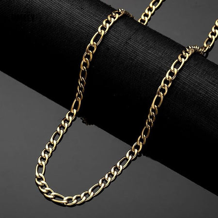 Men's Stainless Steel Link Figaro Chain Necklace for Women High Quality Waterproof Choker Silver Color Jewelry Accessories Gift