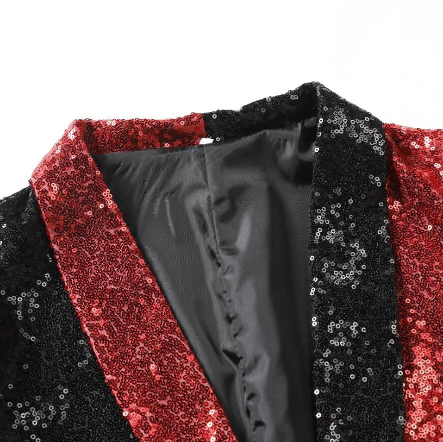 Shiny Gold Sequins Blazer for Men's New Slim Fitting Splicing Men's Suit Night Club Party DJ Stage Singer Dance Show Dress Homme