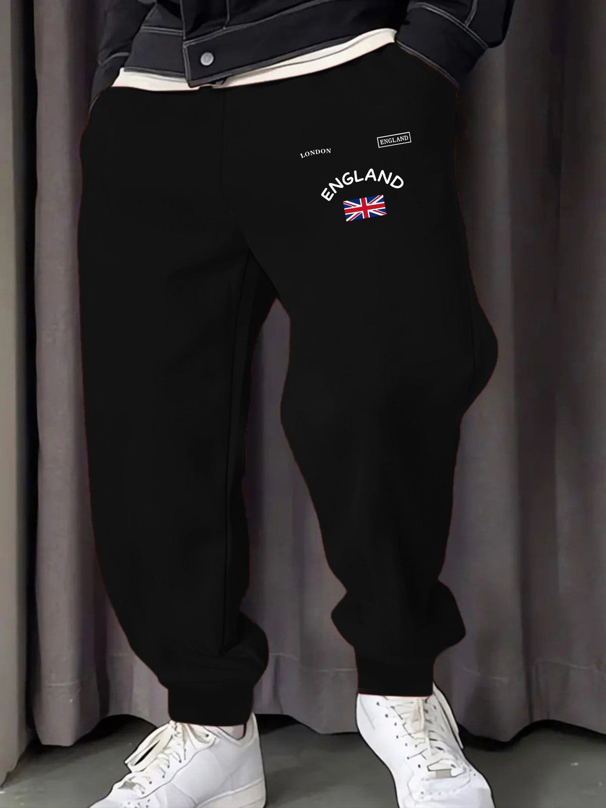 London England Union Printing Man Sweatpants Fashion Elastic Waist Pants Trendy Drawstring Pant Casual Warm Britches