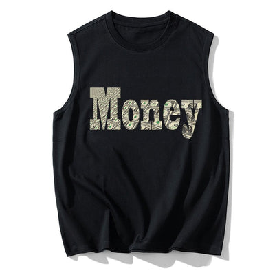 Men's Plus Size Vest Shirt 110-200KG Gym Workout Tummy Control Compression Tank Top Black Print Sleeveless Tee Fat Male Clothing