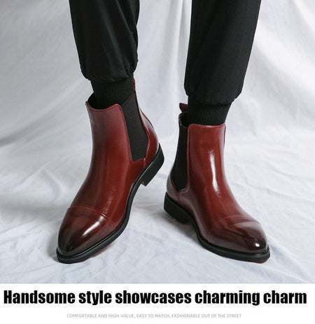 Chelsea Men's Boots with Red Sole, Ankle, Business Round Toe Slip on Sleeve Aura, Men's Boots Size 38-46 Men's Shoes Men's Boots