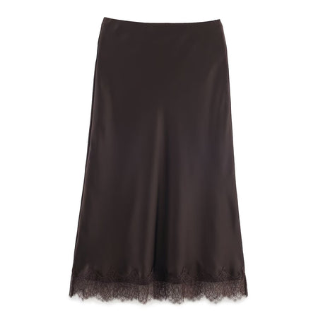 Sexy Satin Half-length Skirt for Women Autumn 2025 Fashionable Trendy Girl Long Skirt A- line Lace Embellished Commute Style