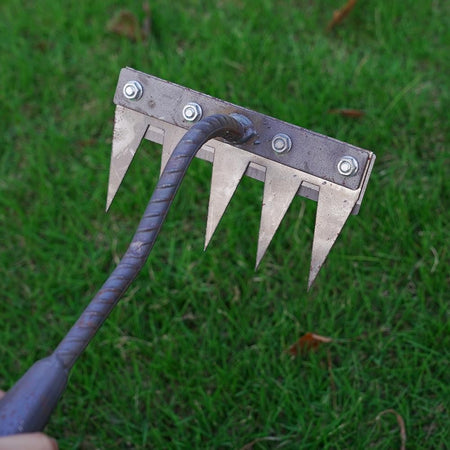 1PCS Teeth Carbon Steel Garden Hand Rake for Farm Garden Weeding Tools Scarifier Agricultural Nail Harrow Metal Harrow