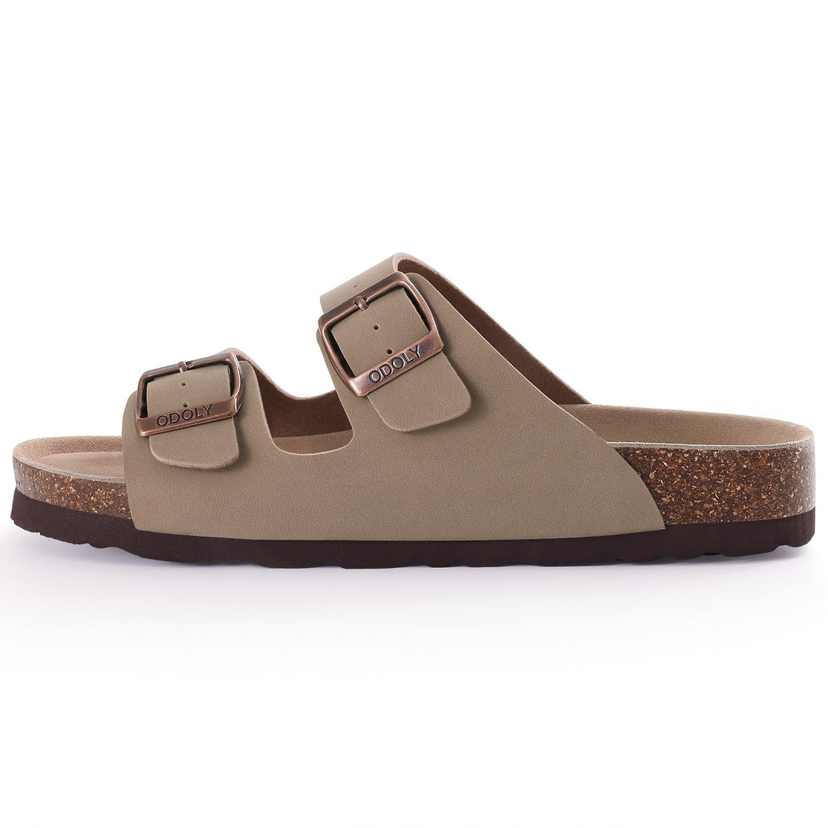 Shevalues Men Classic Leather Sandals Fashion Double Outdoor Beach Shoes Comfort Unisex Cork Footbed Slippers With Arch Support