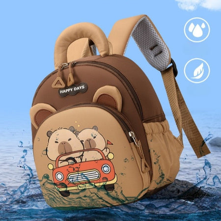 Kawaii Cartoon Capybara Backpack Nylon Lightweight Capybara School Bag Large Capacity Multi-pocket Kindergarten Backpack