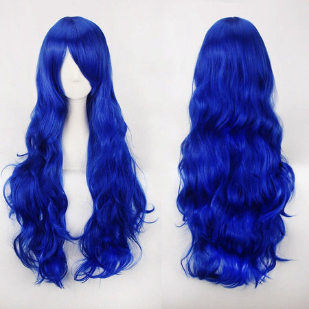 European and American style cos color anime wig, with foreign trade buckle net, universal, 80CM long, curly Synthetic fiber wig