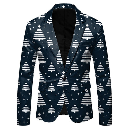 Christmas Mens Suit Jackets Fashion Fitness Casual Button New Year Party Dress Suits For Men Vintage Xmas Costume Casual Coats