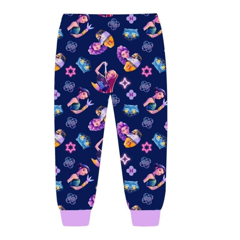 KPop Demon Hunters Movie Peripheral Pajama Set Kawaii Long Sleeve Long Pants Anime Costume Children's Toy Christmas Gift