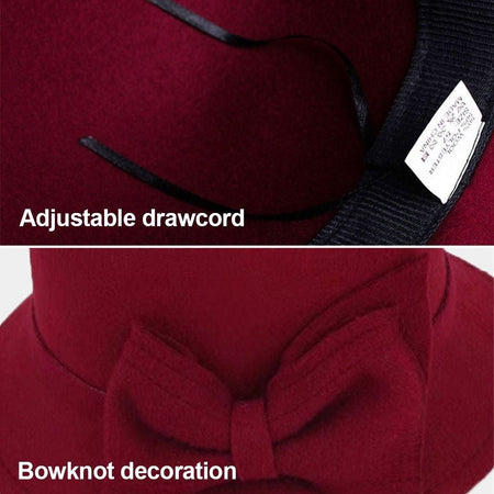 Elegant Brim Bowler Fedora Hats Church Bowler Cloche Hats Women Vintage Retro Hat Autumn Winter Warm Hat Wool Felt Bucket Cap