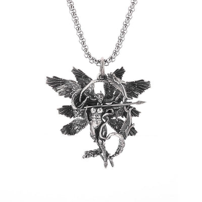 Silver-Plated Anime Mecha Beautiful Girl Girl Pendant Necklace Men and Women Hip-Hop Rock Punk Trendy Jewelry Gift
