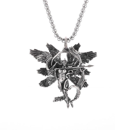 Silver-Plated Anime Mecha Beautiful Girl Girl Pendant Necklace Men and Women Hip-Hop Rock Punk Trendy Jewelry Gift