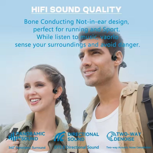 LongMao B33 Bone Conduction Earphones Bluetooth 5.4 Wireless Headphones Sports Headset HD Clear Mic for Workout Running Driving