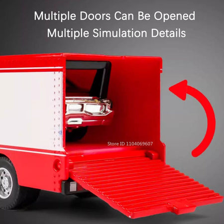 1:64 Scale Container Truck Miniature Model Toy Cars Metal Diecast Trailer with Pull Back Transport Vehicle Toys for Kids Gifts