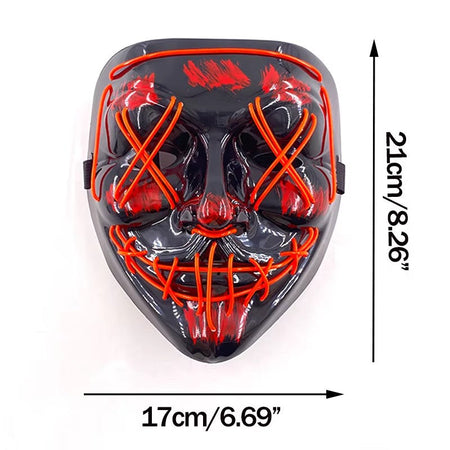 Wireless LED Purge Mask Neon Glow In Dark Scary Grimace Full Face Mask Cosplay Rave Bar Club Masquerade Carnival Party Decor