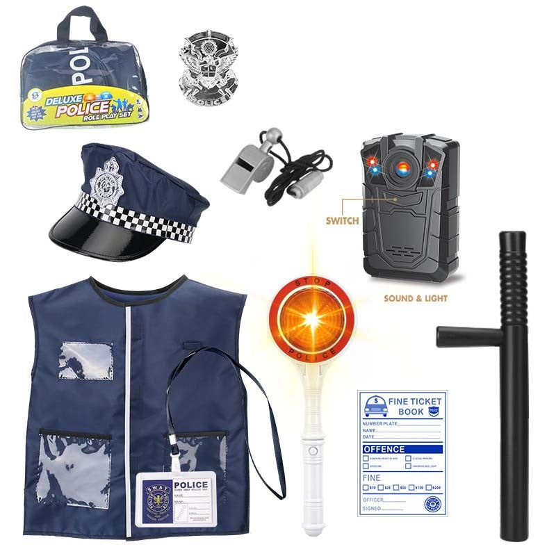 Police Cosplay Costumes for Unisex, Police Toys, Policeman, Compass, Whistle, Police Badge, Carnival Costume Props, Halloween
