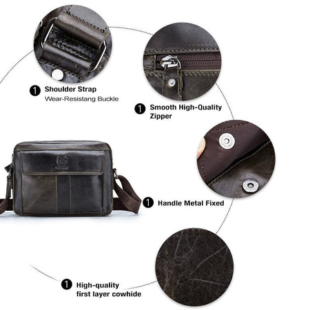 BULLCAPTAIN Genuine Leather Men's Crossbody Bag Large Capacity Casual Multifunctional Handbag A Fashion Business Briefcase