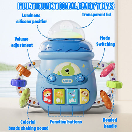 Mobile Soothing Vocal Music Toys For 6M+ Newborn Soft Teether Rattles Educational Toy Baby Musical Feeding Bottle Pacifier