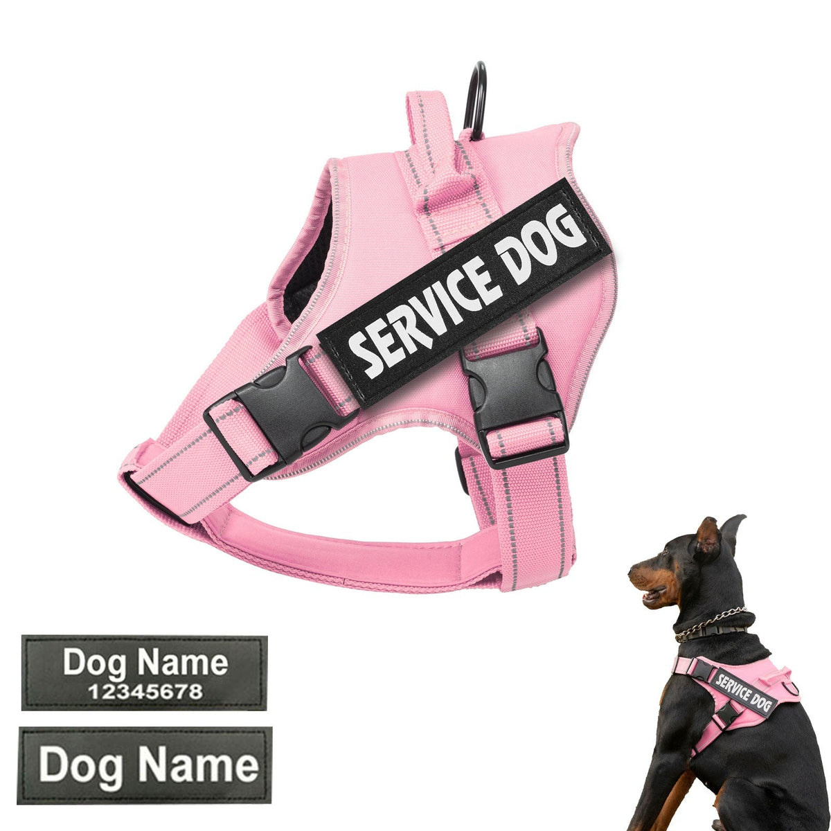 Personalized dog harness custom name tag doberman pinscher breathable adjustable pet harness suitable for medium and large dogs