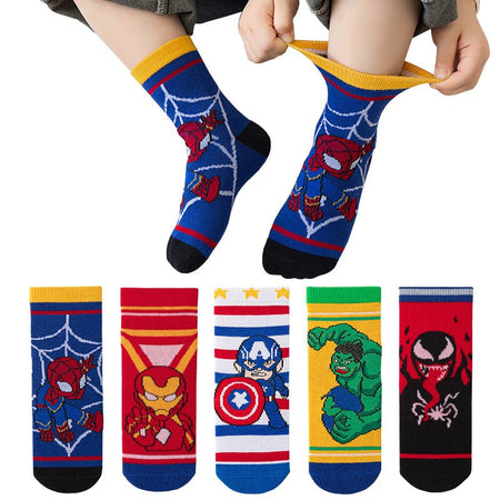 5Pairs Sanrio Cinnamoroll Kuromi Kawaii Spring and Autumn Cartoon Middle Tube Socks For Girls Boy Children Mid-calf Cotton Socks