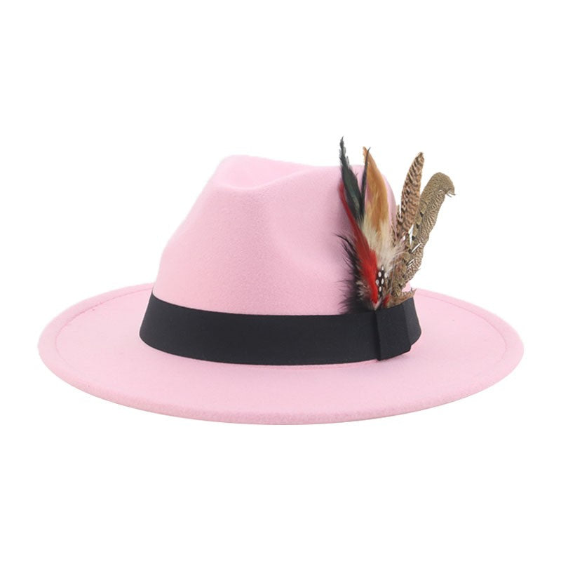 Hat Fedoras Winter Women Hats Men Felt Hat Feather Luxury Fashion Casual Wedding Decorate Men Women Fedora Chapeau Femme Bonnet