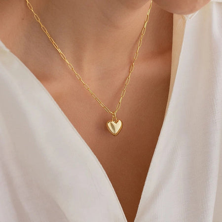 New Cross-border Couple Cavicle Chain Geometric Heart-shaped Light Luxury Temperament Simple Sweet Love Pendant Necklace Jewelry