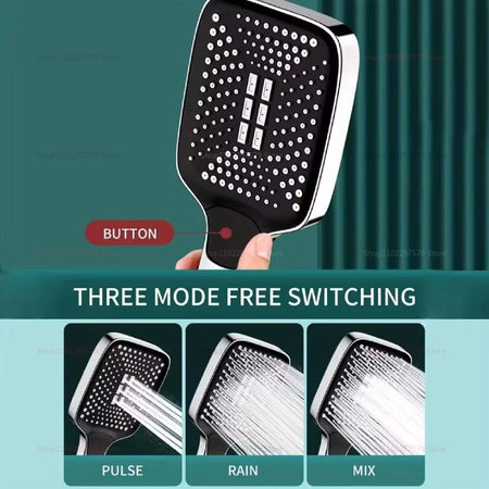 3 Mode Adjustable High Pressure Shower Head Handheld Large Flow Water Saving Pressurized Shower Head Mixer Bathroom Accessories