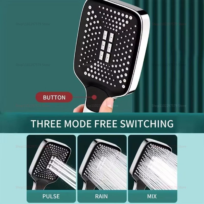 3 Mode Adjustable High Pressure Shower Head Handheld Large Flow Water Saving Pressurized Shower Head Mixer Bathroom Accessories