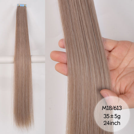 Synthetic Straight Tape In Hair Extensions 10pcs Natural Hair Extension 24inch For Women Invisible Double Sided Free Style