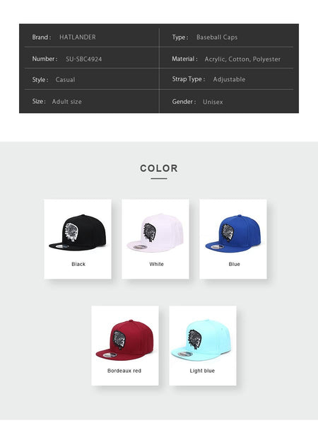 [HATLANDER]Embroidery Skull baseball caps hats hip hop snapbacks flat brim bones gorra sports snapback caps for men women unisex