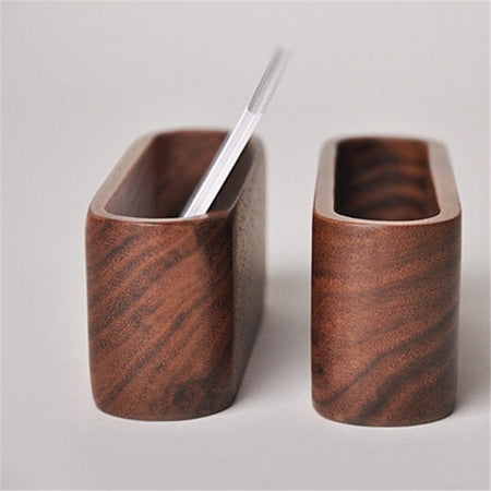 Business Card Holder Wooden Organizer Office Desk name card Display Stand with Pen Slot Memo Pad Cards Stand Card Holder Storage