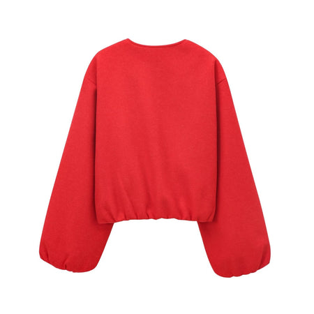 MUJER Red Zipper Bomber Jackets for Women Soft Cropped Jackets Woman 2025 Long Sleeve Woman's Sports Jacket New in Outerwears
