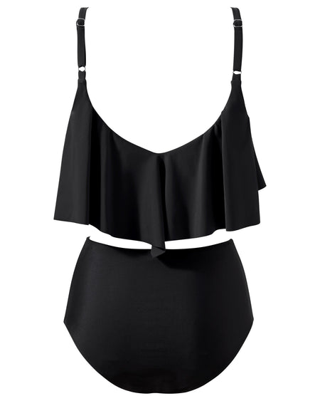 Women Tankini Ruffle High Waisted Swimsuits Tummy Control Bathing Suits Swimwear Beachwear Padded XXL Size Bikini Set Female