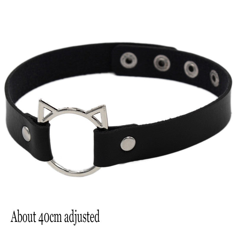 Woman Black Punk Choker Collar Necklace Sexy PU Leather Heart Lock Key Spike Chocker Gothic Cosplay Accessories Party Jewelry