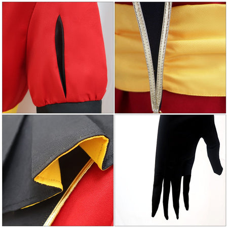 Hot The Freak Circus Pierrot Jester Harlequin Cosplay Costume Adult Clown Top Pant Joker Uniform Halloween Costume Carnival