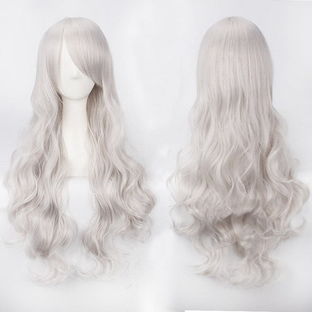 European and American style cos color anime wig, with foreign trade buckle net, universal, 80CM long, curly Synthetic fiber wig