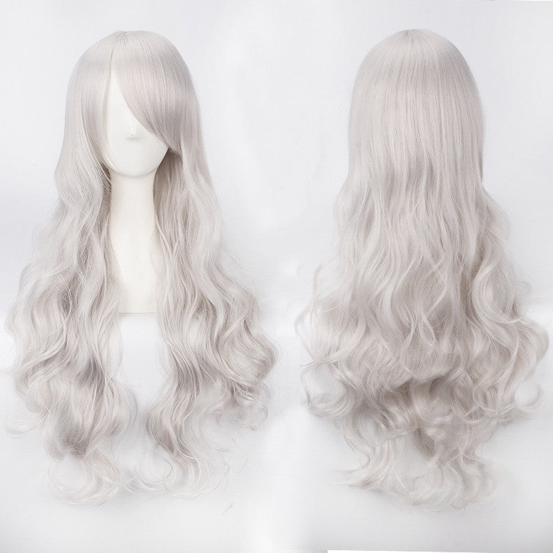 European and American style cos color anime wig, with foreign trade buckle net, universal, 80CM long, curly Synthetic fiber wig
