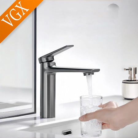 VGX Bathroom Faucets Luxury Gold Basin Mixer Sink Faucet Gourmet Washbasin Tapware Hot Cold Water Tap Brass Chrome Black Grey
