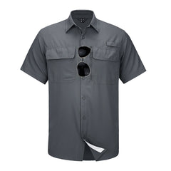 MAGCOMSEN Mesh Breathable Shirt Men's Quick Dry Button Short Sleeves UPF 50+ Sun Protection Hiking Fishing Work Cargo Shirts
